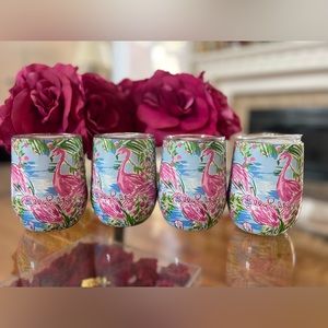 Lilly Pulitzer Travel Tumbler Wine Cup insulated with lid set of four🌸